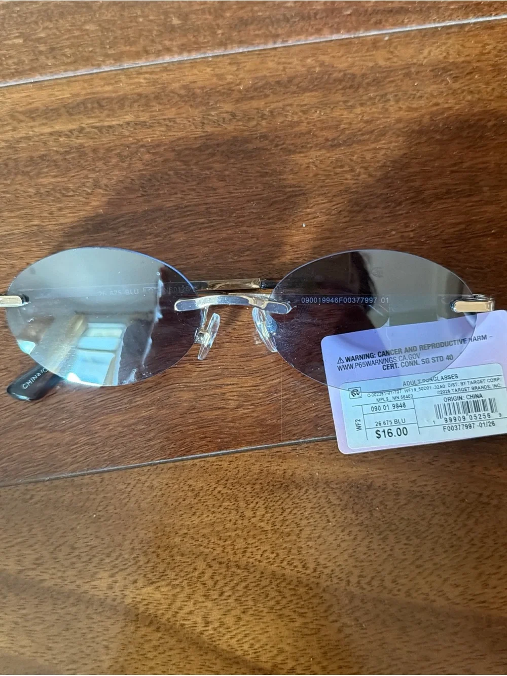 wild fable Rimless Oval Sunglasses in Blue and Gold